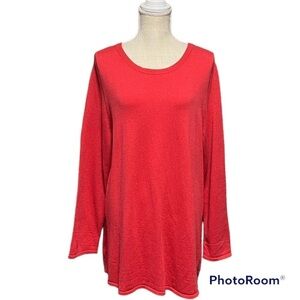 Soft Surroundings Watermelon Red layered look sheer back tunic sweater